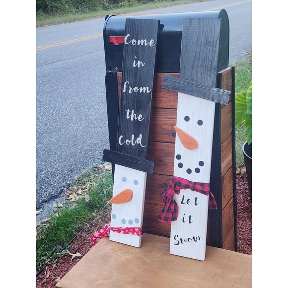 Handmade Wooden Snowman Porch Boards With Hat & Scarve - Picture 3 of 4